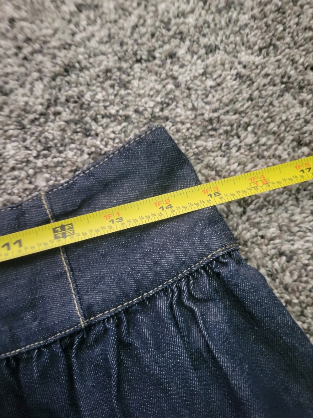 High-Waist Dark Denim Button-Front Skirt - Navy - Picture 6 of 15